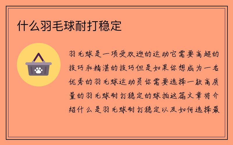 什么羽毛球耐打稳定