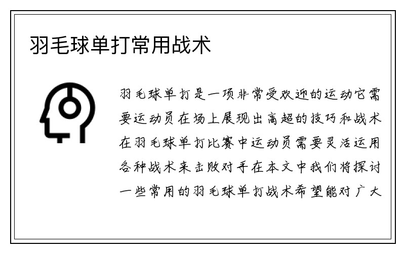 羽毛球单打常用战术