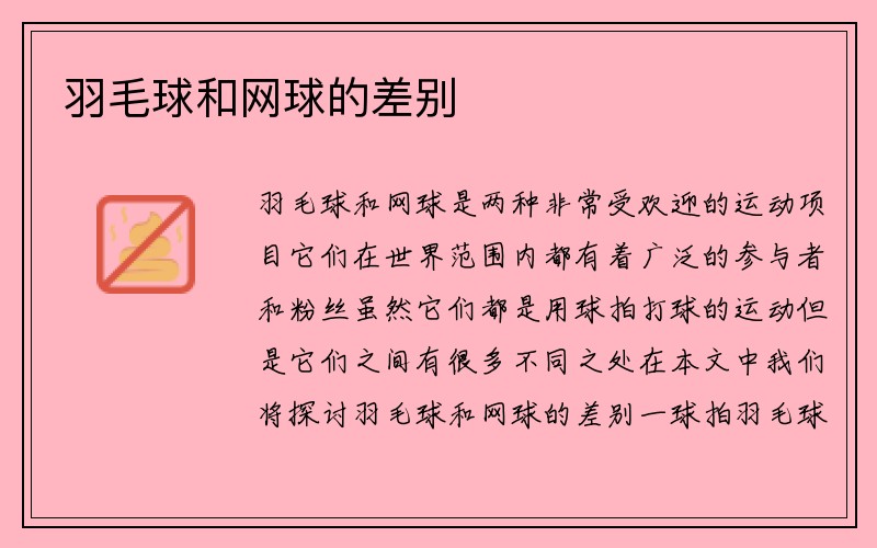 羽毛球和网球的差别